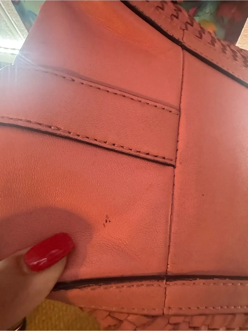 EUC Coach Coral Pink Woven Leather Hobo Shoulder Bag with Triple Entry - Picture 14 of 16